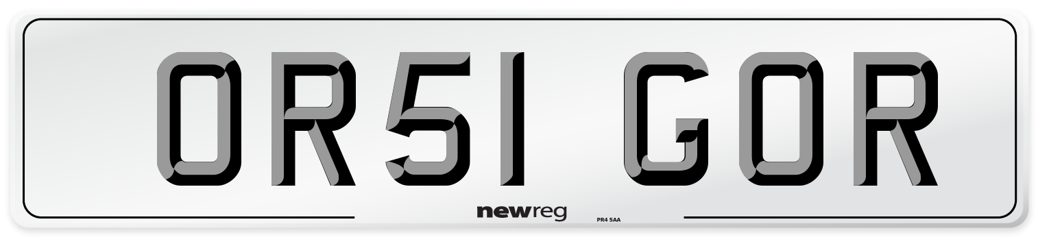 OR51 GOR Number Plate from New Reg
